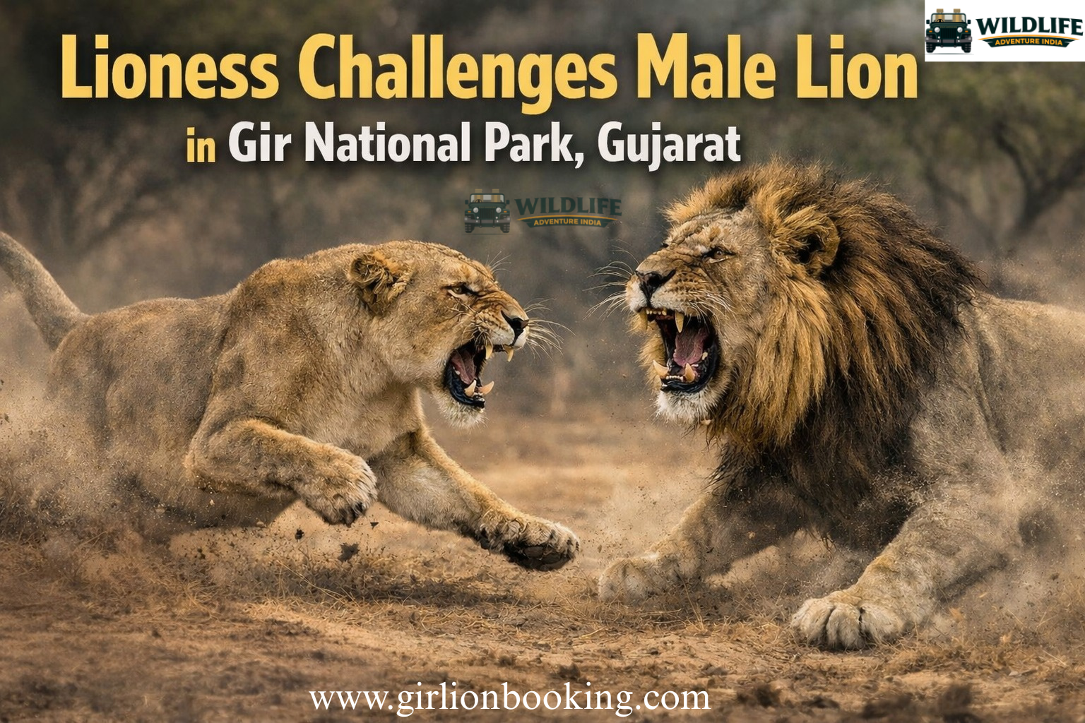 Lioness Challenges Male Lion in Gir National Park